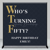 Lofaris Custom Text Name Navy Blue Happy Birthday Backdrop